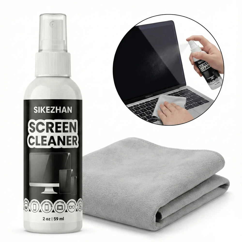 SIKEZHAN Screen Cleaner Kit with Polishing Cloth - Streak-Free Spray for MacBook, iPad, iPhone, Laptop, Monitor & TV (2oz)