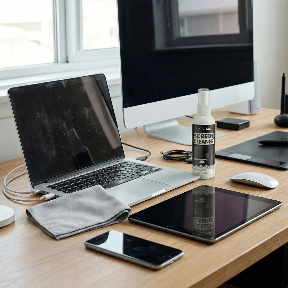 SIKEZHAN Screen Cleaner Kit with Polishing Cloth - Streak-Free Spray for MacBook, iPad, iPhone, Laptop, Monitor & TV (2oz)