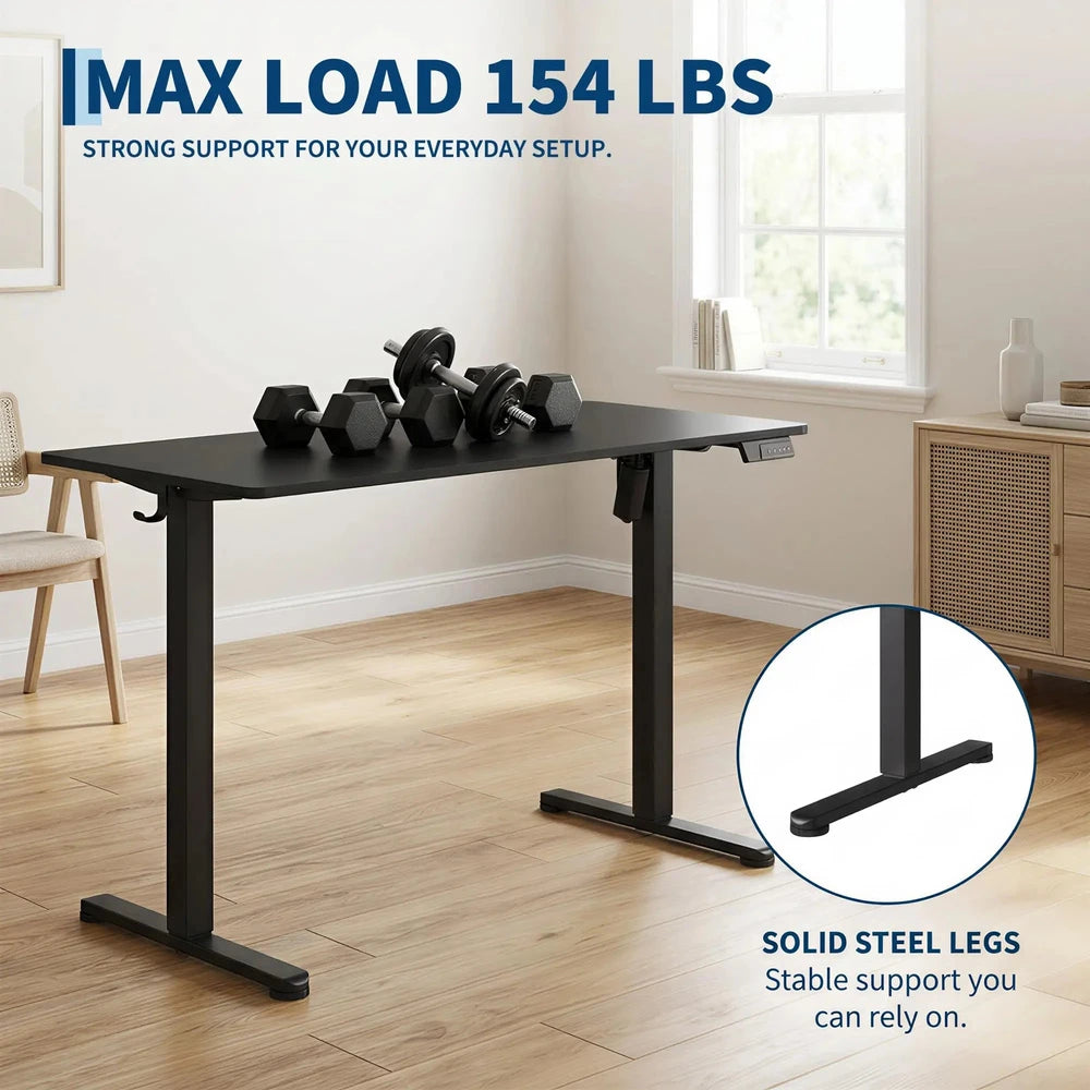 48 x 24 Inch Electric Standing Desk, Adjustable Height Sit Stand Computer Desk With 3 Memory Presets, Quiet Motor, Home Office