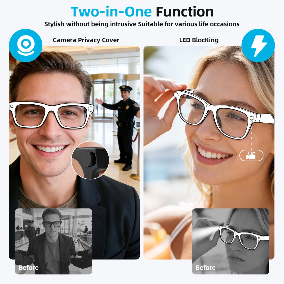 2/6pcs LED Light Blocker Cover & Rotating Privacy Cover for Smart Glasses Camera Light Cover LED Llight Cover for Ray-Ban Meta