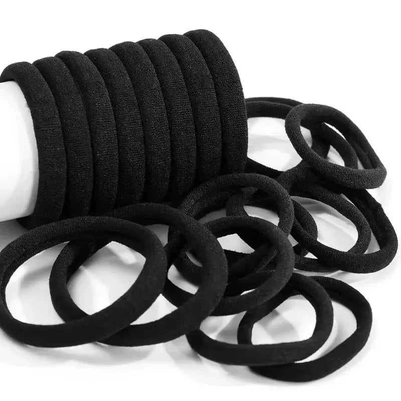 500PCS Black Basic Hair Bands Women Girls Simple High Elastic Headband Ties Rubber Ropes Scrunchies Ponytail Holders Accessories