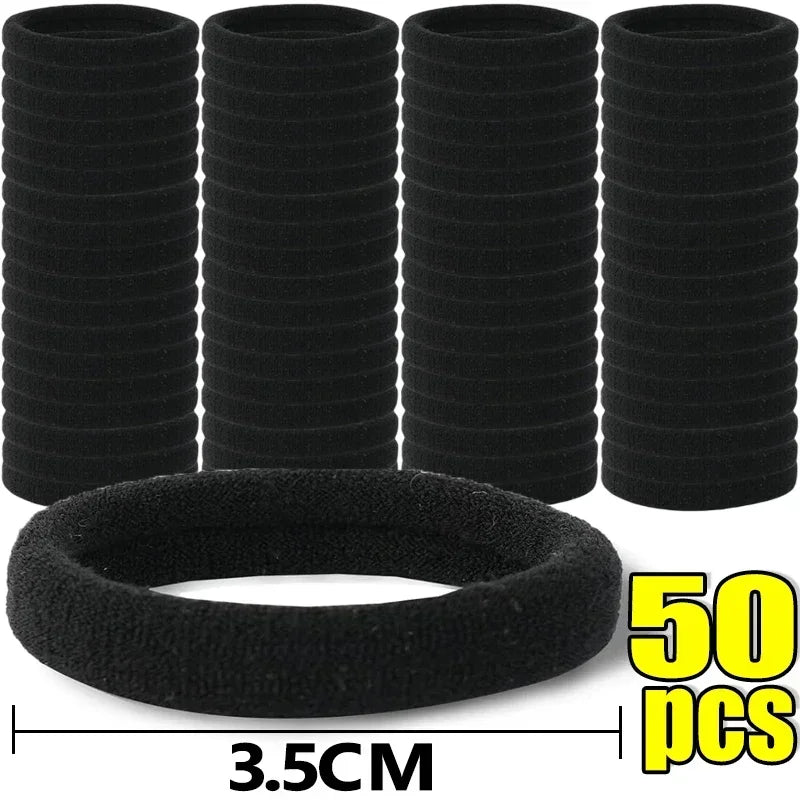 500PCS Black Basic Hair Bands Women Girls Simple High Elastic Headband Ties Rubber Ropes Scrunchies Ponytail Holders Accessories