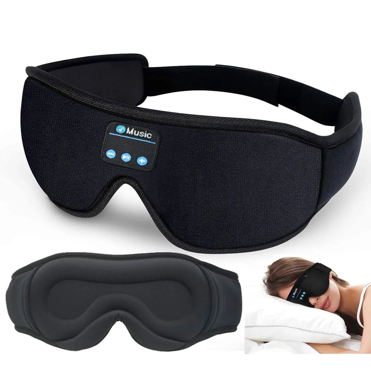 Bluetooth 5.3 Sleep Mask Headphones, Wireless Music Sleeping Eye Masks, Comfort for Side Sleepers, Cool Gadget & Unique Gift