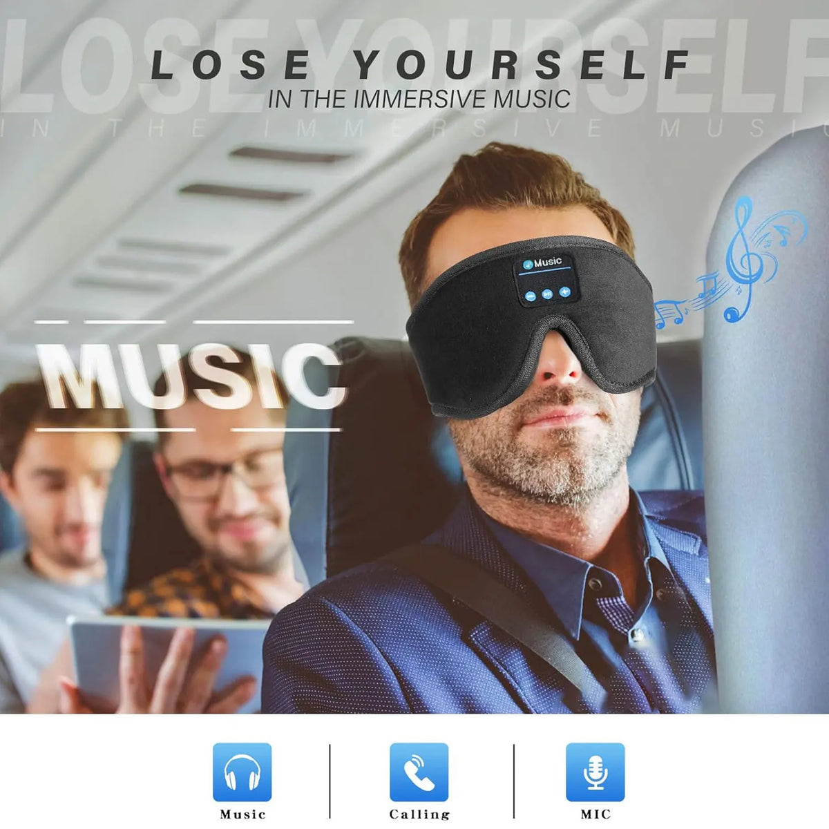 Bluetooth 5.3 Sleep Mask Headphones, Wireless Music Sleeping Eye Masks, Comfort for Side Sleepers, Cool Gadget & Unique Gift
