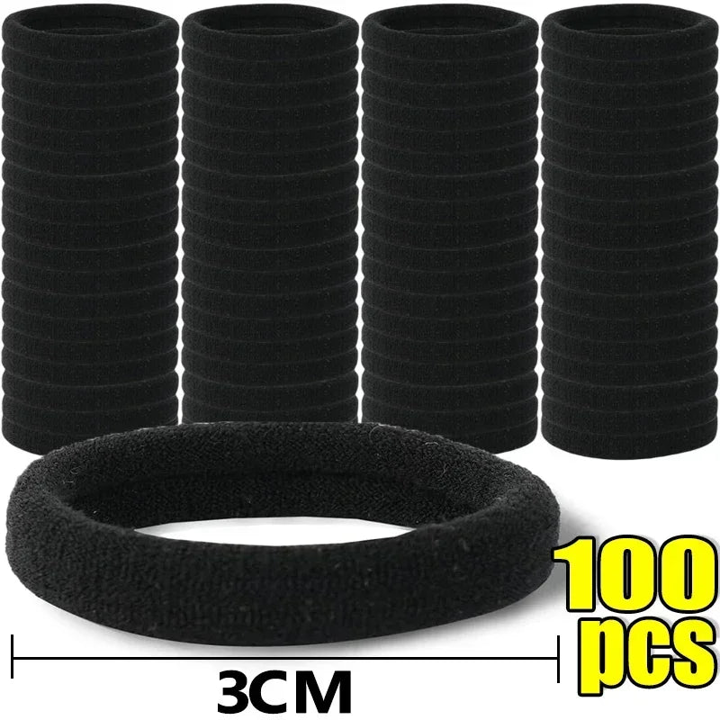 500PCS Black Basic Hair Bands Women Girls Simple High Elastic Headband Ties Rubber Ropes Scrunchies Ponytail Holders Accessories