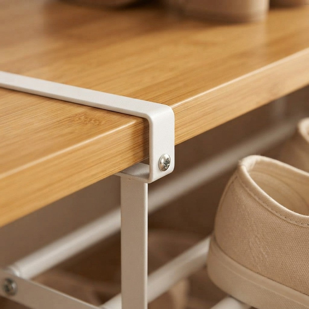 Shoe Rack | Space-Saving Layered Organizer For Home Shoe Cabinets | Under-Shelf Shoe Holder With Hanging Basket