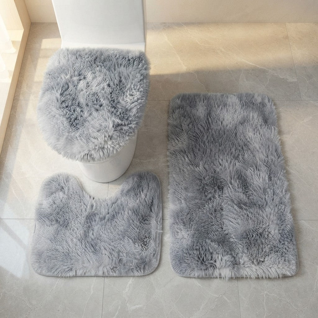 Toilet Seat Cover 3Pcs Set Bath Mat Shower Room Floor Rug Home Bathroom Anti-Slip Absorbent Doormat Bathtub Decor Carpet