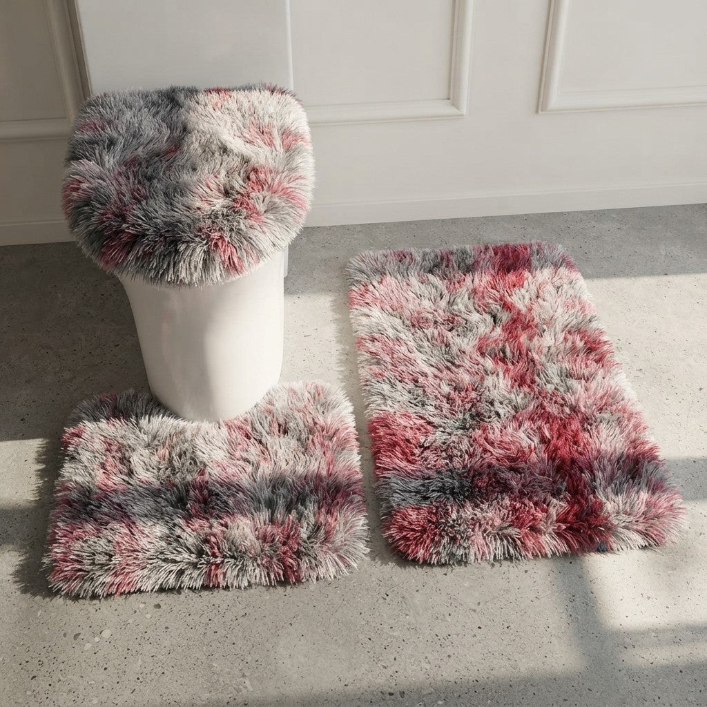 Toilet Seat Cover 3Pcs Set Bath Mat Shower Room Floor Rug Home Bathroom Anti-Slip Absorbent Doormat Bathtub Decor Carpet
