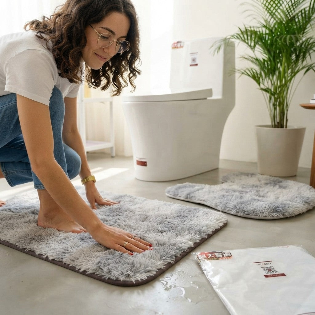 Toilet Seat Cover 3Pcs Set Bath Mat Shower Room Floor Rug Home Bathroom Anti-Slip Absorbent Doormat Bathtub Decor Carpet