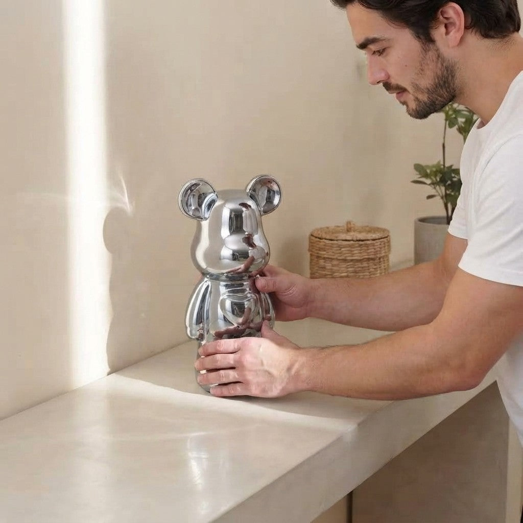 18/28/cm Aesthetic Bear Brick Ceramic Statue Teddy Bear Decor Action Figure Sculptures Ornament for Room Home Decoration Crafts