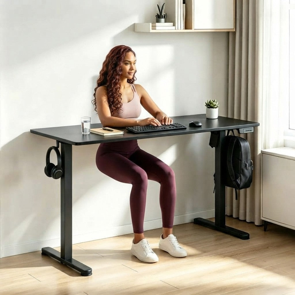 48 x 24 Inch Electric Standing Desk, Adjustable Height Sit Stand Computer Desk With 3 Memory Presets, Quiet Motor, Home Office